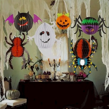 現貨 日日囍∞萬聖節蜂窩球 櫥窗布置 展場裝飾 派對裝飾 萬聖節裝飾 萬聖節布置 鬼屋 幽靈 萬聖節立體擺件 萬聖節蜘蛛