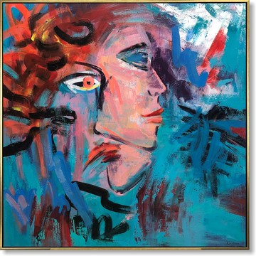 大型彩色抽象具象肖像表現主義壓克力畫