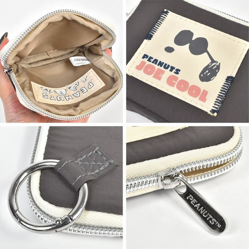 スヌーピー　チャーリーブラウン　ライナス　刺繍　ポーチ　フラットポーチ　ブラウン SNOOPY - スヌーピー チャーリーブラウン ライナス 刺繍 ポーチ