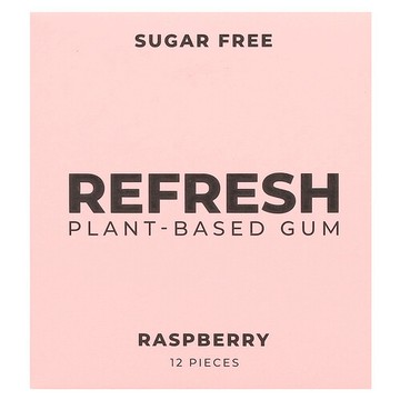 Refresh Gum, 植物基膠，樹莓，12 片