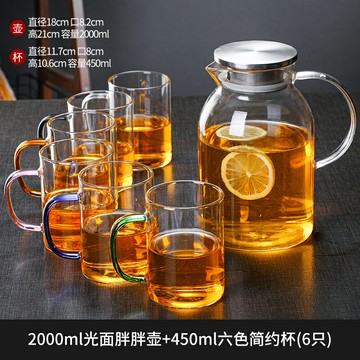 冷水壺涼水壺耐高溫家用大容量泡茶壺涼水杯冰箱冷萃玻璃水壺套裝/水壺/茶壺/涼水壺/冷水壺/飲料壺/冷飲壺