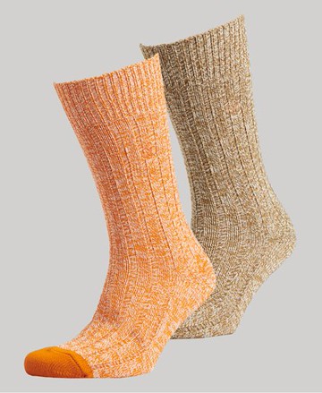 Superdry Women's Women's Unisex Organic Cotton Twist Sock Pack Multiple Colours / Sand/Orange - Size: M/L
