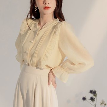 OB嚴選-浪漫荷葉滾邊立領襯衫《AB19676-》