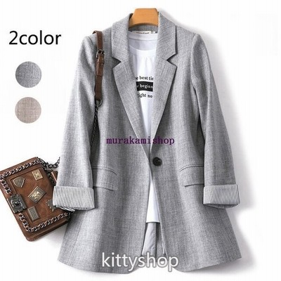 夏 ジャケット レディース 7分袖 テーラードジャケット ベージュ グレー 通勤 Ol オフィス ジャケット 30代 40代 サマージャケット 通販 Lineポイント最大get Lineショッピング