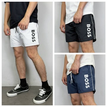 【New START精品服飾-員林】現貨 Boss 側邊字母 滾邊 海灘褲 防潑水 短褲