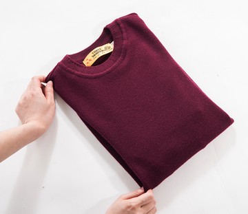 男士 針織毛衣 防縮 小圓領毛衣 純羊毛衣 三燕牌羊毛上衣 美麗諾羊毛 100%純羊毛 7977-2 圓領 棗紅