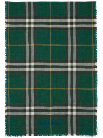Burberry - Vintage-Check frayed scarf - unisex - Silk/Wool - One Size - Green