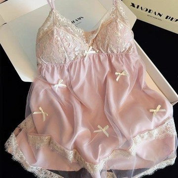 ♡ 𝑪𝒉𝒊𝒄 𝒖 ♡富養公主睡衣蕾絲花邊甜美吊帶睡裙少女純欲感家居服夏季新款