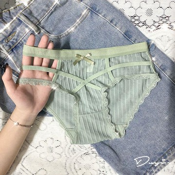 DUYI~夢詩純欲誘惑私房性感少女蕾絲交叉蝴蝶結學生妹內褲低腰透氣三角褲女