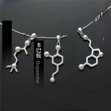 鏡面神社925銀5羥色胺多巴胺乙酰膽堿化學分子結構式理科生的項鏈