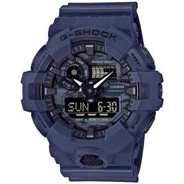 CASIO 卡西歐 GA-700CA-2A / G-SHOCK系列 運動迷彩設計雙顯腕錶 / 海軍藍 53.4mm｜樂天全館特惠中★指定刷卡回饋10%