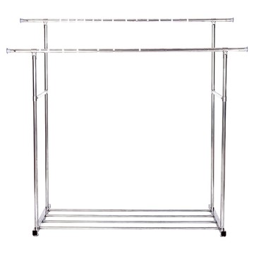 京太陽 雙桿曬衣架 附輪可移動 多功能置物 晾衣收納  150 x 51 x 145cm  銀色
