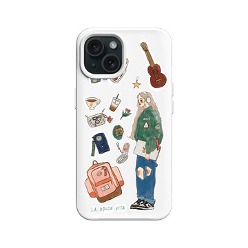 iPhone 15 SolidX 白 - 甜蜜生活 - 音樂女孩