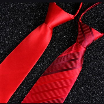 紅色免打結領帶男士結婚易拉得喜慶婚禮領帶懶人拉鏈酒紅色領帶男