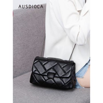 女士真皮小包斜挎包菱格小香風2025新款軟皮單肩包休閑百搭鏈條包