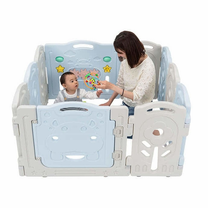 値下げ】ベビーサークル ベビーザらス限定 グレー＆ティールグリーン