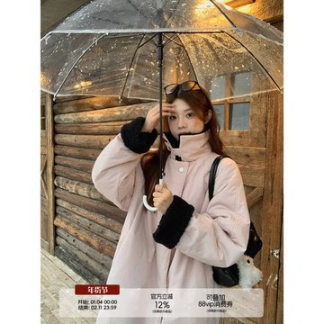 烏77韓系少女感翻領棉服外套女冬羊羔毛加厚棉襖寬松百搭顯瘦大衣