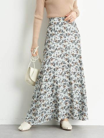 印花圖案喇叭剪裁長裙(1B21L0L0500) - earth music&ecology