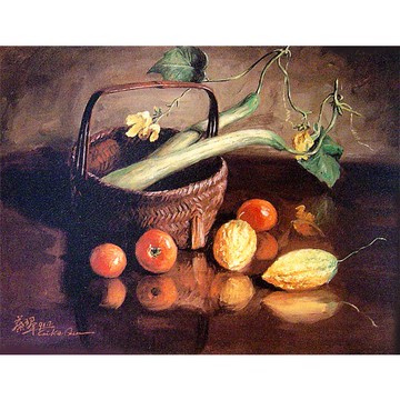 開運陶源 【富足安逸6】蔬菜水果 靜物世界名畫 掛畫 複製畫 壁飾 38x32cm