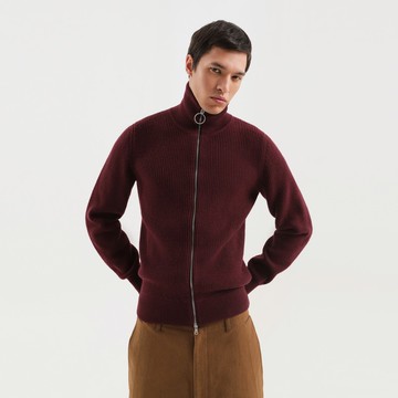 Burgundy zip turtleneck sweater