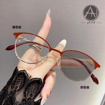 🔥近視眼鏡🔥款式028 眼鏡 「復古貓眼眼鏡框」時尚高級感 感光變色防藍光近視鏡 小臉顯瘦 可配近視度數 安視眼鏡