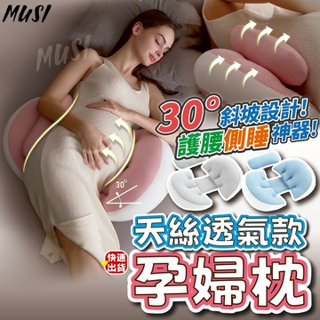 [隔日到貨]貝殼枕 孕婦枕 月亮枕 魔鬼氈可自行調整 孕期皆可使用 透氣天絲不悶熱 護腰枕 腰枕 腰靠 生活用品