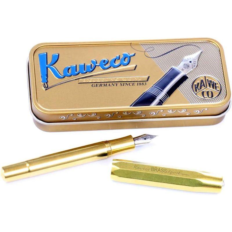 Kaweco ALスポーツペン万年筆（ミディアムペン）ギフトセットブラックインクカートリッジ (真鍮 (Brass))