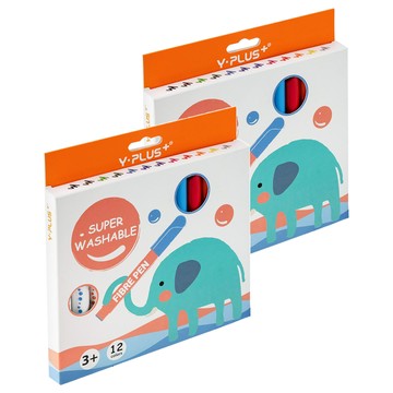 Y-PLUS 可水洗彩色筆  12色  2盒