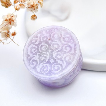 【萬事亨通】紫羅蘭翡翠雕花圓牌  | 天然緬甸A貨翡翠 | 送禮