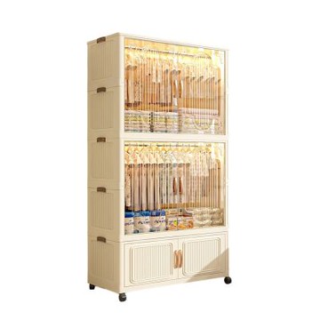 衣櫃衣櫥收納衣物整理櫃 簡易塑料家用儲物櫃-55cm+衣架