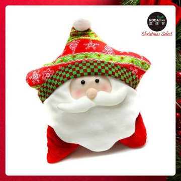 摩達客-超萌聖誕快樂五角星抱枕靠枕-聖誕老公公