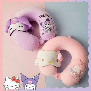 天藍小舖-三麗鷗旅行頸枕&眼罩兩件組-共2色-$390【A11115849】