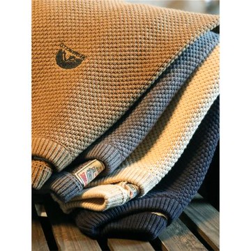 美式重磅加厚毛衣復古寬松慵懶風外穿菠蘿紋針織衫冬季保暖男線衫