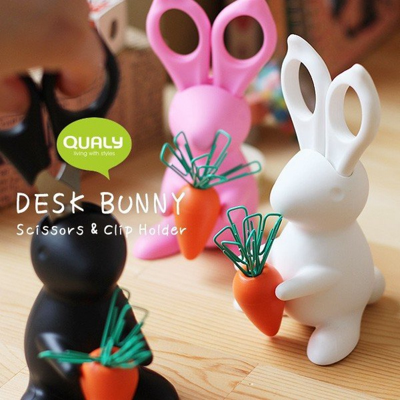 QUALY Desk Bunny Scissors  Clip Holder（はさみ ゼムクリップ うさぎ 文具 マグネットクリップ にんじん  バニー） 通販 LINEポイント最大0.5%GET | LINEショッピング