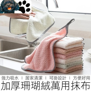 【台灣賣家】(加厚加絨) 珊瑚絨抹布 可吊掛 洗碗布 擦手巾 吸水抹布 廚房抹布 抹布 居家 廚具