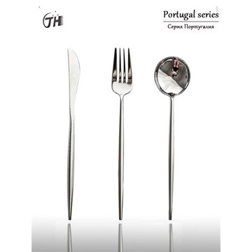 葡萄牙鏡光304不銹鋼牛排刀叉勺甜品叉勺長攪拌勺水果叉咖啡勺子