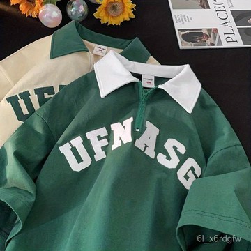 Polo衫 T恤女 半拉鏈短袖 美式複古上衣 港風襯衫 翻領短袖 短袖上衣 短袖T恤 百搭短袖 短袖女 寬鬆短袖