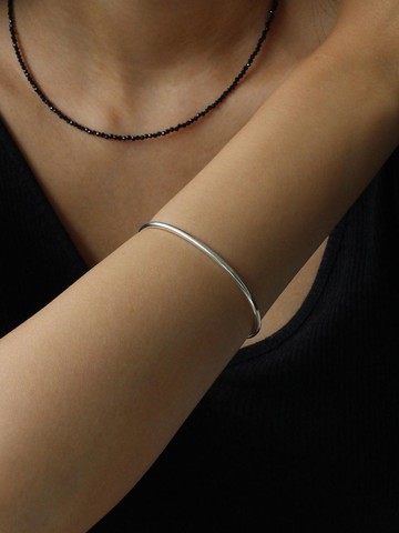 Sterling Silver Basic Bold Oval Bangle