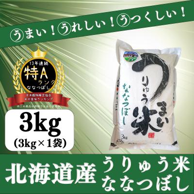 ふるさと納税 雨竜町 うりゅう米「ななつぼし」3kg×1袋[A27]