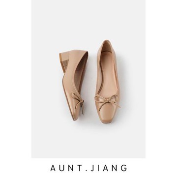 匠嬸~2025春法式復古淺口小方頭蝴蝶結芭蕾鞋低跟單鞋通勤女王