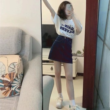 短袖裙裝辣妹學院風套裝甜美polo領短袖露臍半身裙兩件套森系初戀裙