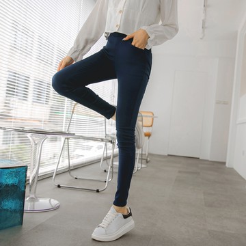 OB嚴選 多色輕保暖刷毛彈力高腰鬆緊窄管褲 《BA6443》大尺碼/女裝/現貨