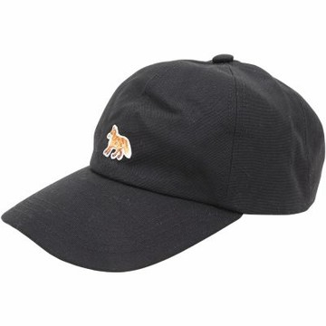 MAISON KITSUNE 小狐狸補丁純棉帆布棒球帽(黑色)