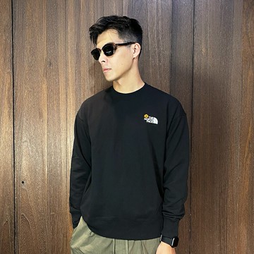 美國百分百【全新真品】The North Face 大學T 棉質 TNF 上衣 logo 長袖T恤 黑色 CL61