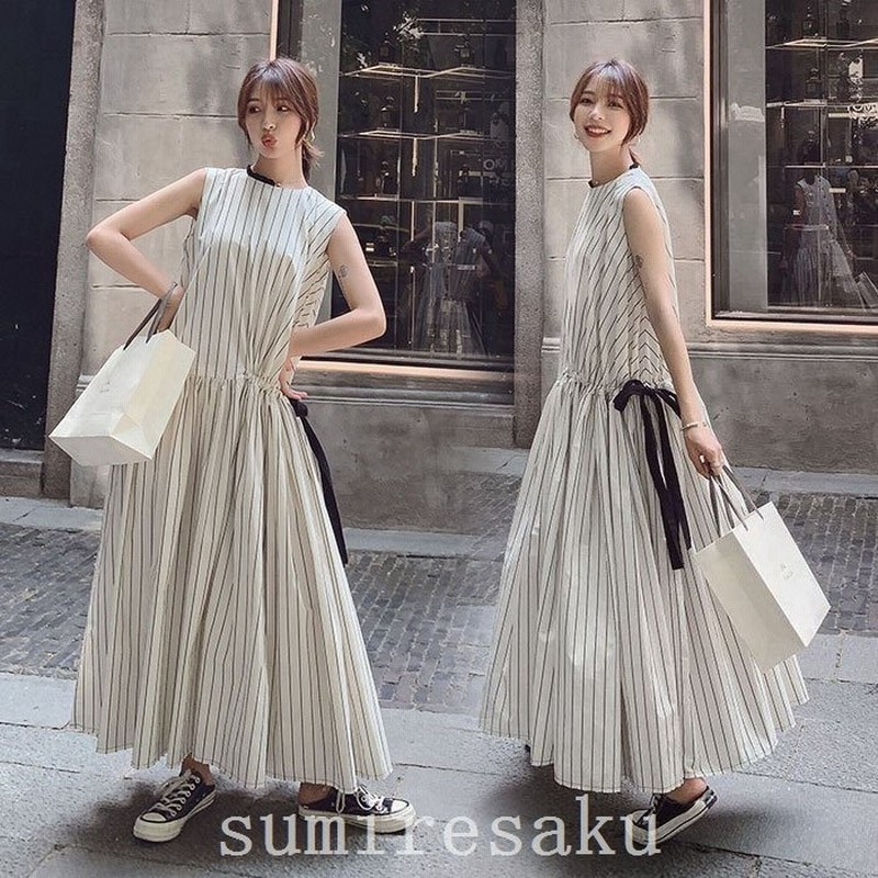 ワンピースレディース40代マキシワンピース夏リネンワンピースストライプ柄綿麻aラインスカートゆったりきれいめオシャレ韓国風上品通勤着痩せ 通販 Lineポイント最大get Lineショッピング