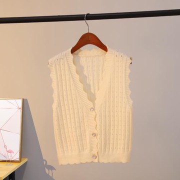 秋季針織馬甲女2025新款時尚毛衣背心鏤空無袖開衫馬夾v領上衣潮