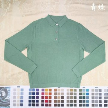揚子140S三股80支純羊毛【反底為面小翻領】長袖針織