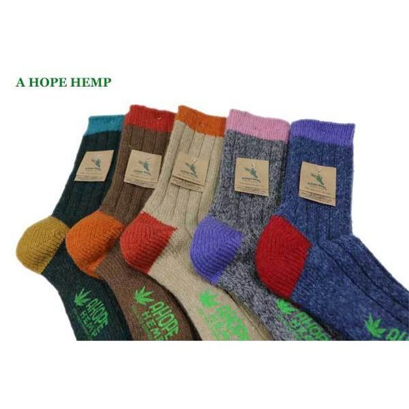 A HOPE HEMP アホープヘンプ 靴下 ウール混爪先三面切り替えヘンプ ...