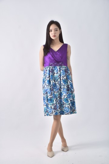 (S) weishan chang蠶絲花卉紫色洋裝