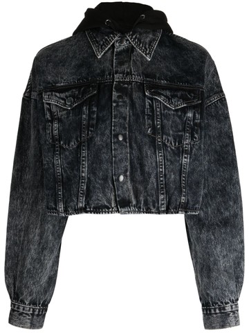 izzue - hooded denim jacket - women - Polyester/Cotton/Viscose - M - Grey